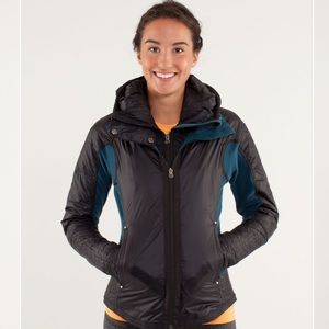 lululemon athletica Black and Teal Hooded Insulated Jacket